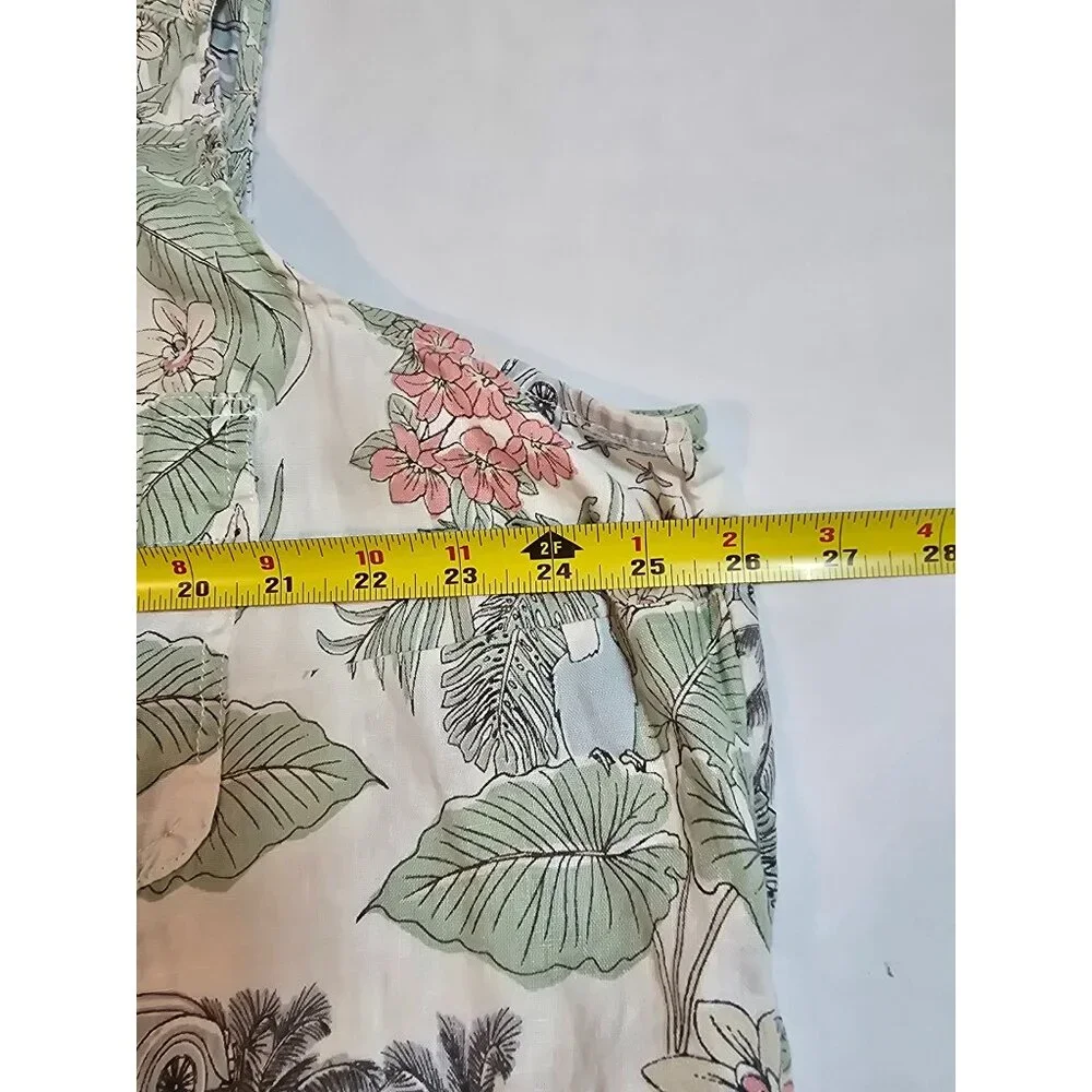 C&C California‎ Womens Tropical Print Sleeveless Linen Button-Down dress Size 3X - Picture 8 of 13